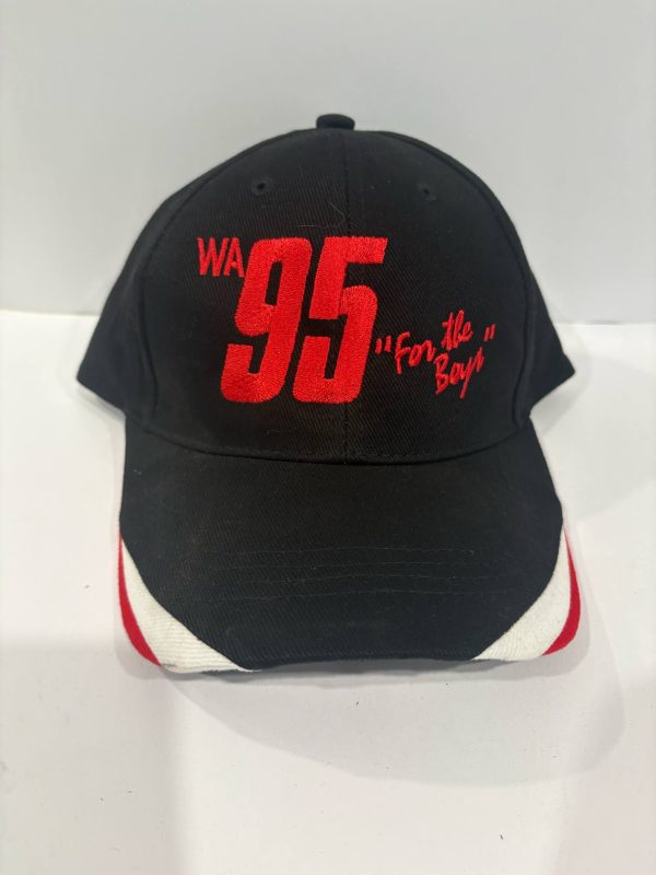 WA 95 FOR THE BOYS.  BLACK/WHITE/RED CAP / VERCRO BACK