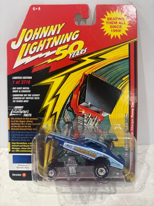 1:64 Scale JOHNNY LIGHTNING - HAWAIIAN DODGE CHARGER - CYAN/BLUE